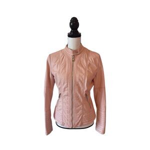 LA Coalition Faux Leather Pink or Green Moto Jacket- Size Small